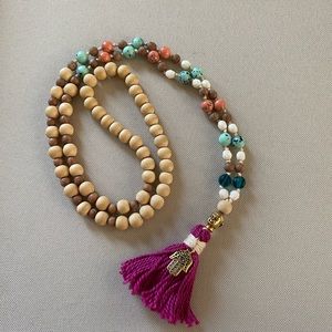 Mala necklace with brass charms